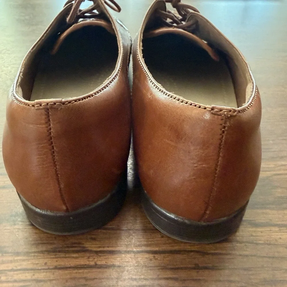 Trotters Women's Brown Woven Leather Oxford Shoes Size 10M Lace Up Preppy